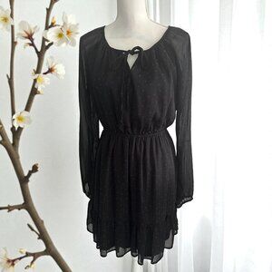 GILLI Black Brown Polka Dot Long Sleeve Dress Size Medium